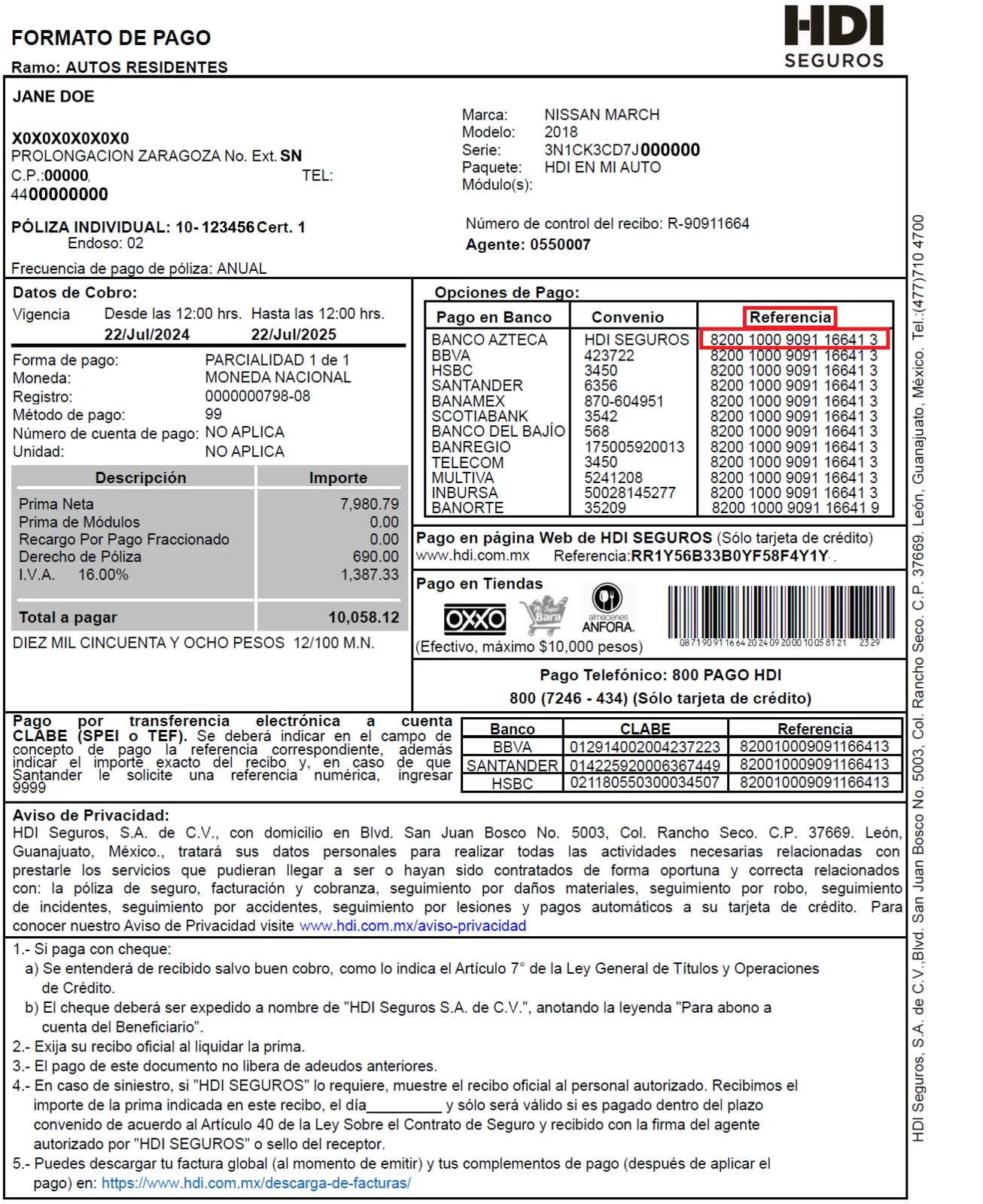 Aquí puedes encontrar la referencia: HDI SEGUROS, S.A. DE C.V.